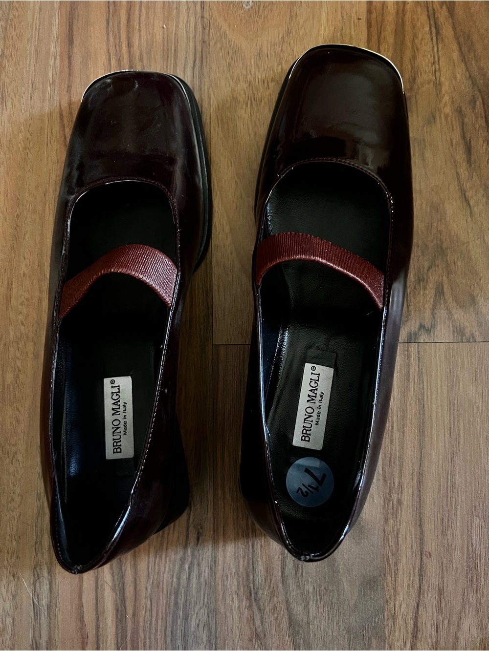 Bruno Magli Burgundy Patent Leather Mary Jane Loafers